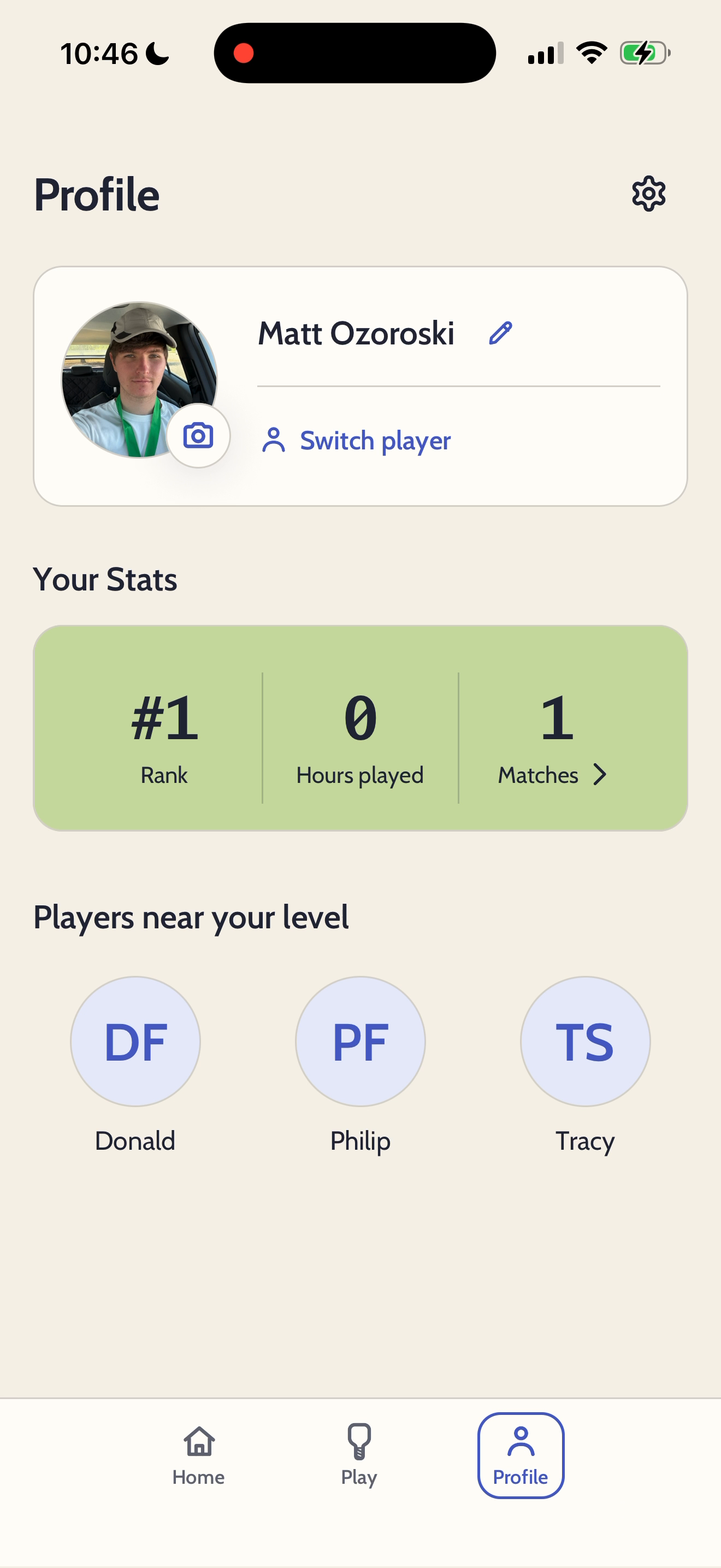 LittlePickle profile showing the player's private rank and players near their level.